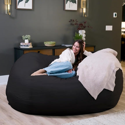 Big Joe 0000655LDS Black XL Fuf Lenox Foam Filled Bean Bag Chair with Liner and Removable Cover, Extra Large with Remvovable