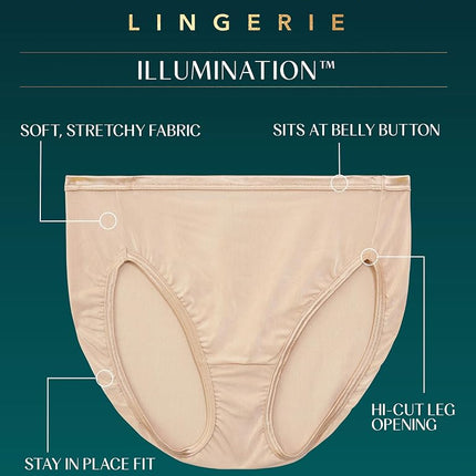 Vanity Fair Women's Illumination Hi Cut Panty 13108 Briefs, Rose Beige, X-Large / 8