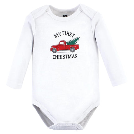 Hudson Baby unisex-baby Cotton Long-sleeve Bodysuits, Christmas Tree, 18-24 Months