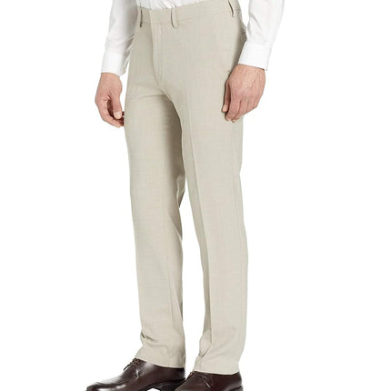 Kenneth Cole Reaction Men's Slim Fit Fashion Patterned Dress Pant, Tan, 34W x 32L