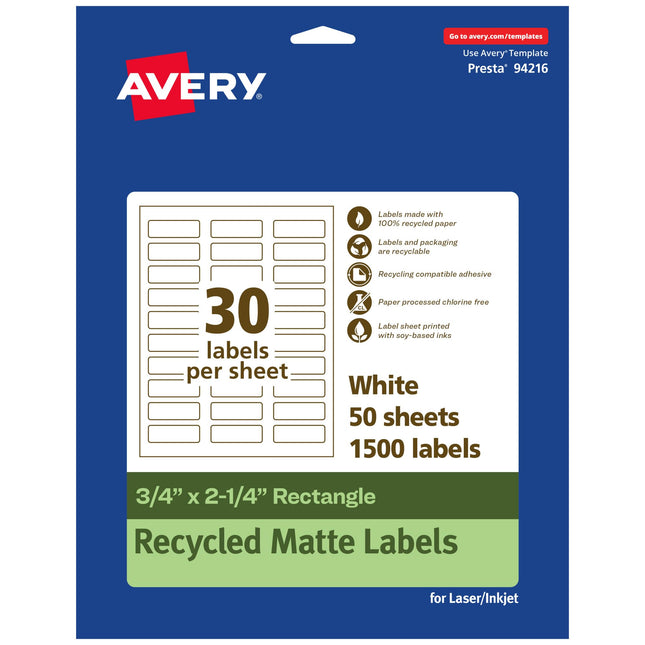 Avery EcoFriendly Matte White Recycled Rectangle L