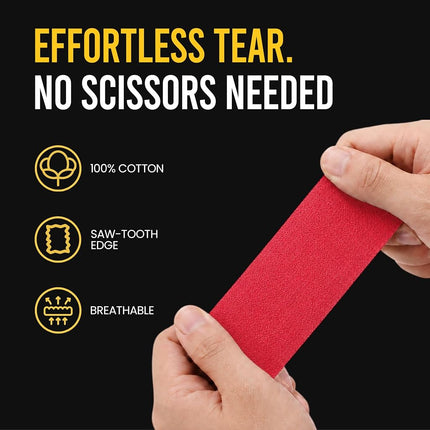 Bighorn Athletics Sports Tape | EZ-Tear Red Athletic Tape for Wrist, Hand, Ankle & Foot Support | Zinc Oxide Infused & Latex-Free Adhesive, Breathable Cotton Fabric, 1.5-Inch x 45-Feet, 4 Rolls, Red