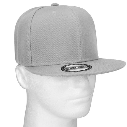 Classic Snapback Hat Cap Hip Hop Style Flat Bill Blank Solid Color Adjustable Size (One Size, Light Grey)