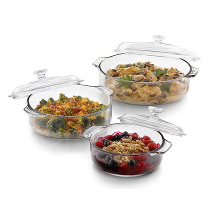 Libbey 56030 Baker's Basics 3-Piece Covered Casser