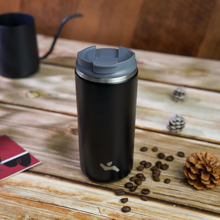 Konokyo Tumbler with Lid, 16 oz Travel Coffee Mug Double Wall Vacuum Stainless Steel Thermal Metal Cup Insulated Water Bottle,Black