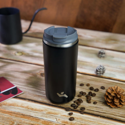 Konokyo Tumbler with Lid, 16 oz Travel Coffee Mug Double Wall Vacuum Stainless Steel Thermal Metal Cup Insulated Water Bottle,Black