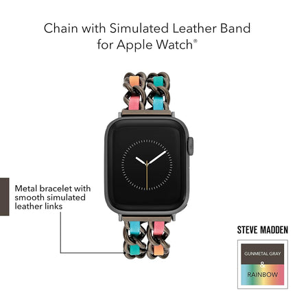 Steve Madden Fashion Chain Bracelet for Apple Watch, Black/Multi, 42mm (Series 10) & 38/40/41mm, Bracelet