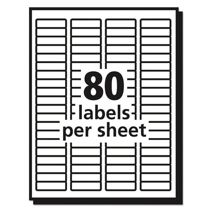 Étiquettes d'adresse de retour Avery Easy Peel transparentes pour imprimantes laser 1,27 x 4,45 cm, paquet de 2 000 (5667)