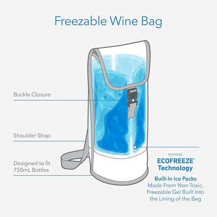 Sac à vin congélateur PackIt, motif pois festifs, doté de la technologie EcoFreeze, pliable, réutilisable, bandoulière avec fermeture à boucle, parfait pour les adultes et les boissons à emporter