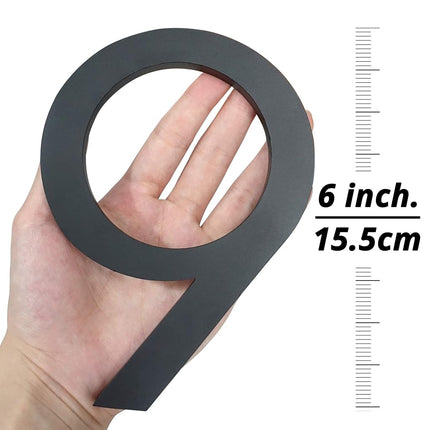 HASWARE Floating House Number 6 inch Stylish Door Numbers Alphabet Plaque Street Home Address Numerals (Black, 1)