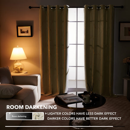 Deconovo Gold Wave Foil Print Blackout Curtains Grommet Light Blocking Room Darkening Curtain Noise Reducing Window Drapes for Living Room 52W x 84L Inch Set of 2 Panels Coral Pink
