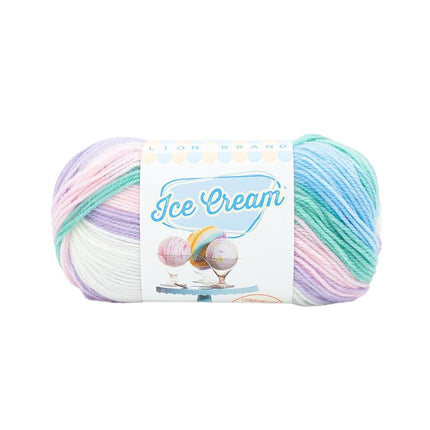 Lion Brand Yarn Ice Cream, Hilo de mezcla acrílica de peso DK para tejer, ganchillo y manualidades, Love Potion, 1 unidad