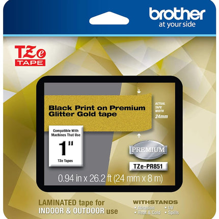 Brother TZe-PR851 Label-Making Tape Black on Gold