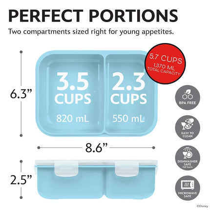 Disney Bento Box– Leak-Proof Kids Lunch Box with Divided Compartments & Detachable Spork - Mickey & Minnie, Stitch, & Winnie the Pooh BPA Free Toddler Bento Box