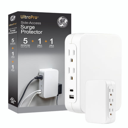 GE USB C 5 Outlet Extender, Side-Access, Wall Tap 