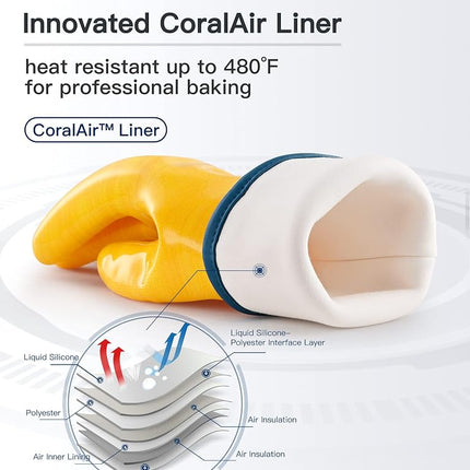 LANON Wahoo Liquid Silicone Oven Mitts,Heat Resistant Gloves,Yellow,XXL/11
