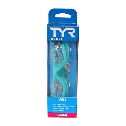 TYR Women Vesi Femme Low Profile Swimming Goggles - Clear/Mint/Mint, Small