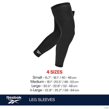 Reebok Compression Leg Sleeves, Performance (Black, L/XL)