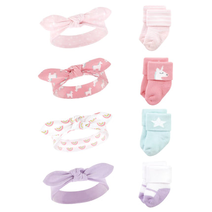 Hudson Baby baby-girls Headband and Socks Set, Uni