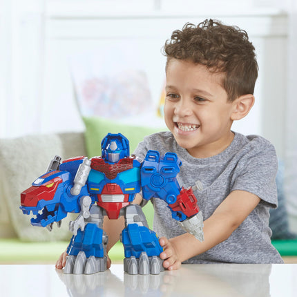 Transformers Aventuras Dinobot Optimus Prime T-Rex Juguete transformable con luces y sonidos, figura de acción de más de 22 cm, a partir de 3 años