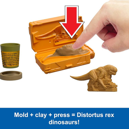 Mattel Jurassic World Distortus Rex Lab Sensory Playset with 8 Mini Figures, Model Clay and Spin & Pop Fidget Features in Fold Up Case, JKG89, 10" x 10"