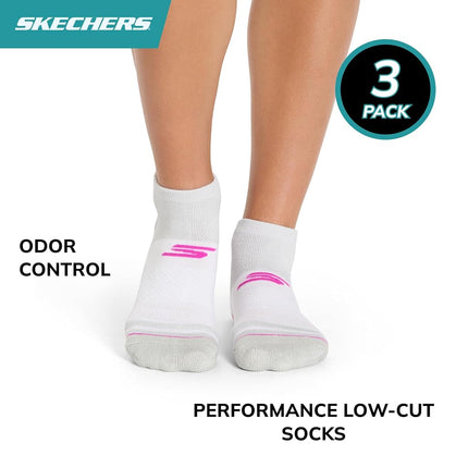Skechers Women's 3-Pack Performance Golf Low Cut Socks, Odor Control & Mesh Ventilation, Magenta Glow/Cornflower Blue, 9-11