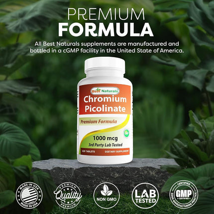 Best Naturals Chromium Picolinate 1000 mcg 120 Tablets (120 Count (Pack of 2))