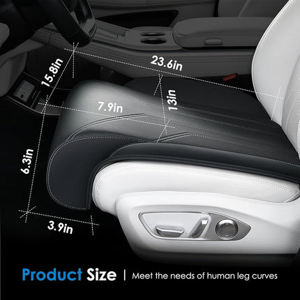 FLORICH Car Seat Extender Leg Support Cushion for Driver Seats Office Chair, Leather Memory Foam Widened seat Cushion for Long Drivers Universal Car Seat Cushion Legs Rest Pads-Black