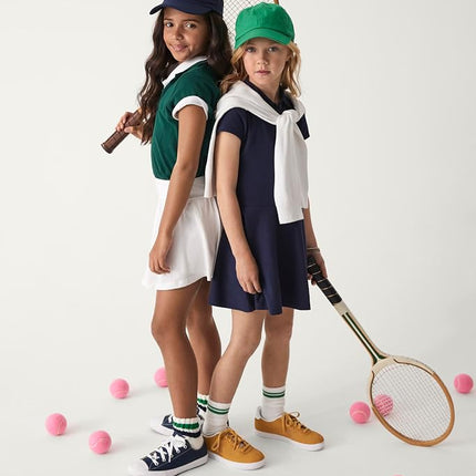 The Children's Place Girls Short Sleeve Ruffle Pique Polo Multipack, Spruce Shade 4-Pack, Small