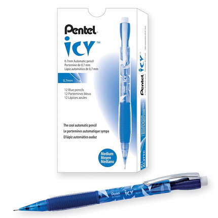 Pentel Icy Automatic Pencil, 0.7mm, Blue Barrel, Box of 12 (AL27TC)