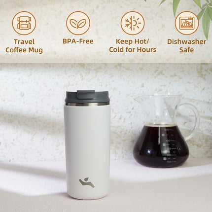 Konokyo 12oz Travel Coffee Mug with Lid, Insulated Stainless Tumbler