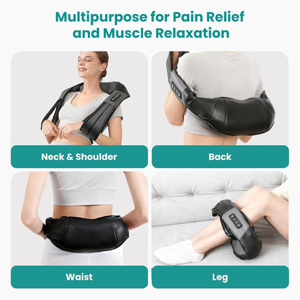 Nekteck Shiatsu Neck Massager with Heat for Pain Relief Deep Tissue, 2026 Upgraded 3D Back Shoulder Kneading Massage Pillow with Storage Bag, Body Relaxation Gifts for Men Women(NOT Cordless)
