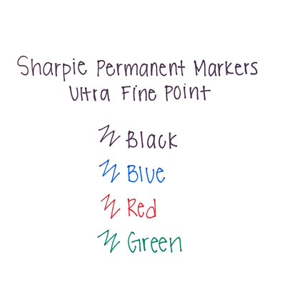 Sanford Sharpie Ultra Fine Point Permanent Markers 5/Pkg-Red, Blue, Green & 2 Black,Packof1,