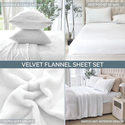 Elegant Comfort Luxuriously Soft 4-Piece Velvet Plush Flannel Sheet Set - Premium Quality - Cozy Warm, Anti-Static, Non Pilling Fuzzy Velvet Flannel Fleece Deep Pocket Sheet Set - Twin, Buffalo Green