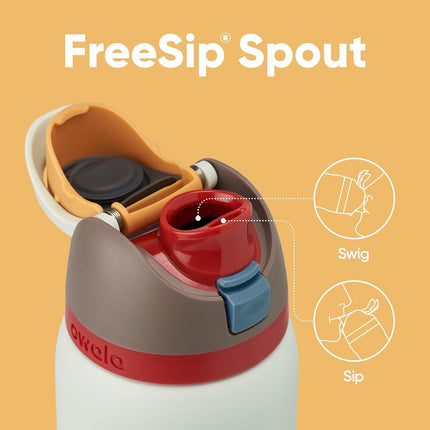 Botella de agua Owala FreeSip de acero inoxidable con aislamiento, con pajita, para deportes y viajes, a prueba de fugas, sin BPA, 945ml, Boneyard