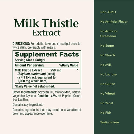 Nature's Bounty Milk Thistle 1000 mg, 50 Softgels