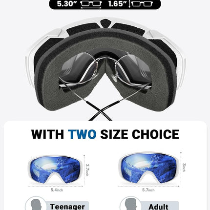 OutdoorMaster Ski Goggles with Cover Snowboard Snow Goggles OTG Anti-Fog for Youth Teenager, Vlt 28.39%