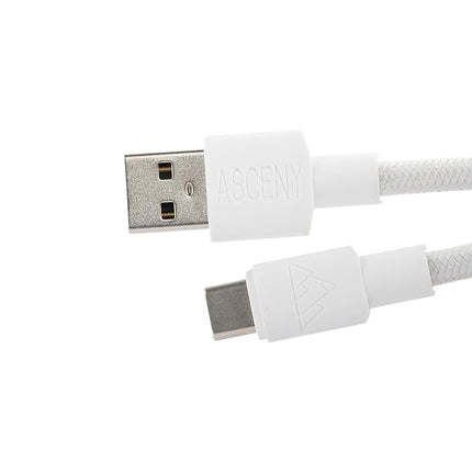 Cable USB C para teclado mecánico en espiral y doble funda de ASCENY (Blanco)