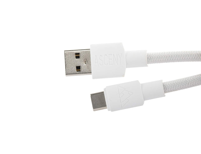 Câble de clavier mécanique ASCENY spiralé et à double gaine, pour claviers mécaniques USB-C (blanc)