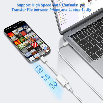USB C to Lightning Headphone Audio Adapter for iPhone 17 16 15 Plus Pro Max with Charge Data,Type C Male to Female Lightning Earphone Converter Dongle for iPad Pro Air Mini MacBook