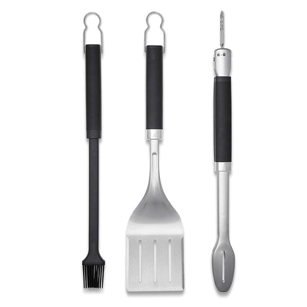 Weber 6772 Precision 3-Piece Grilling Tool Set, Black/Silver