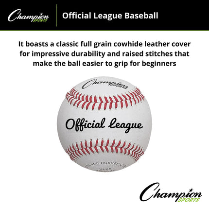 Ballons de Baseball Champion Sports OLB5 en Cuir Pleine Fleur de Ligue Officielle