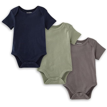 Burt's Bees Baby Bodysuits, 3-Pack Long & Short-Sleeve One-Piece, 100% Organic Cotton, Ash, 0-3 Months