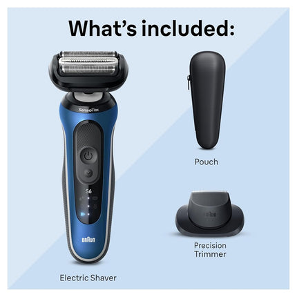 Braun Electric Razor for Men Series 6, Beard Shaver, Electric Shaver, GentleFlex, SkinGentle Foil, with Precision Trimmer, S6 6120s, 1 item