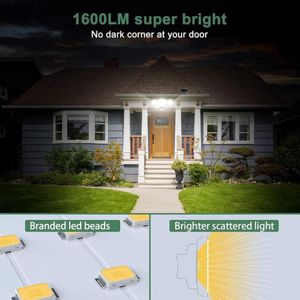 GLORIOUS-LITE LED Solar Security Lights Motion Sensor Light Outdoor, 1600LM Solar Powered Motion Flood Light, 5500K, IP65 Waterproof, 3 Adjustable Head Solar Outdoor Lights for Backyard, Garage-Black