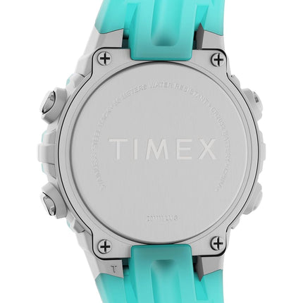 Timex Youth Digital 33 mm Watch, Digital Dial Silver-Tone Case, Blue Resin Strap TW5M61400