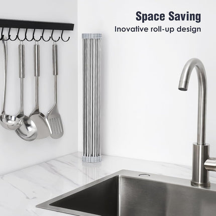 Tomorotec Roll Up Dish Drying Rack Over Sink, 304 Steel, 21x15.5, Marble