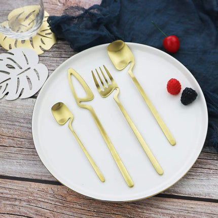 JASHII Flatware Set 32-piece Silverware Set Matte Finished Cutlery Set Service for 8 Include Knife/Fork/Spoon/Coffee spoon Dishwasher Safe (Gold)