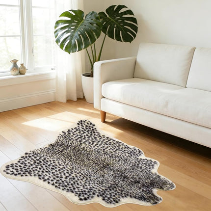 Leopard Print Rug 3.3" Wx3.1 L Feet Faux Cowhide Skin Rug Animal Printed Area Rug Carpet for Home Office, Livingroom, Bedroom