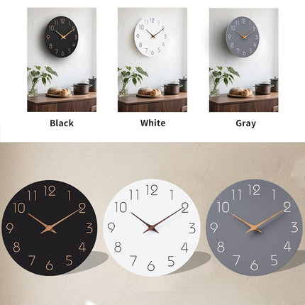Mosewa Large Wall Clock 16 Inch Black Wall Clocks Battery Operated Silent Non-Ticking - Simple Minimalist Rose Gold Numbers Clock Decorative for Bedroom,Living Room, Kitchen,Home,Office(16" Black)
